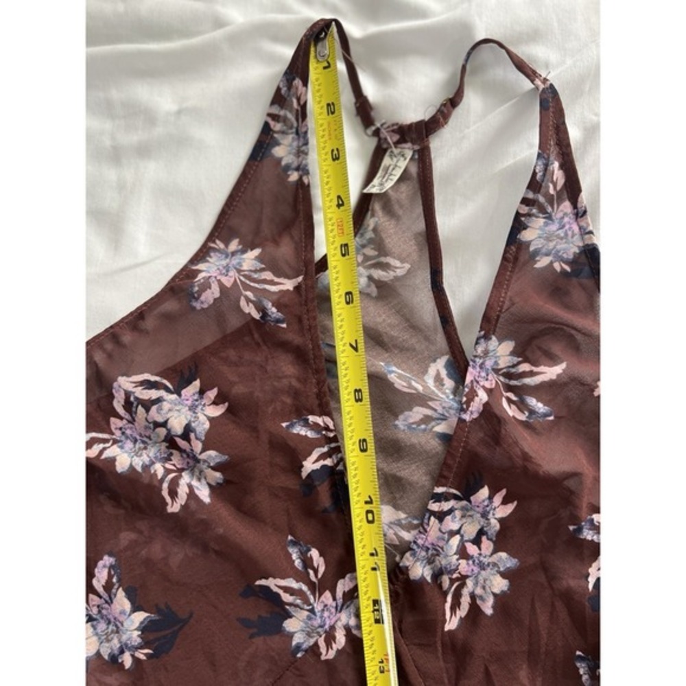 Free People Stop And Stare Maxi Slip Chocolate Combo Size Large Floral‎ - Picture 12 of 13